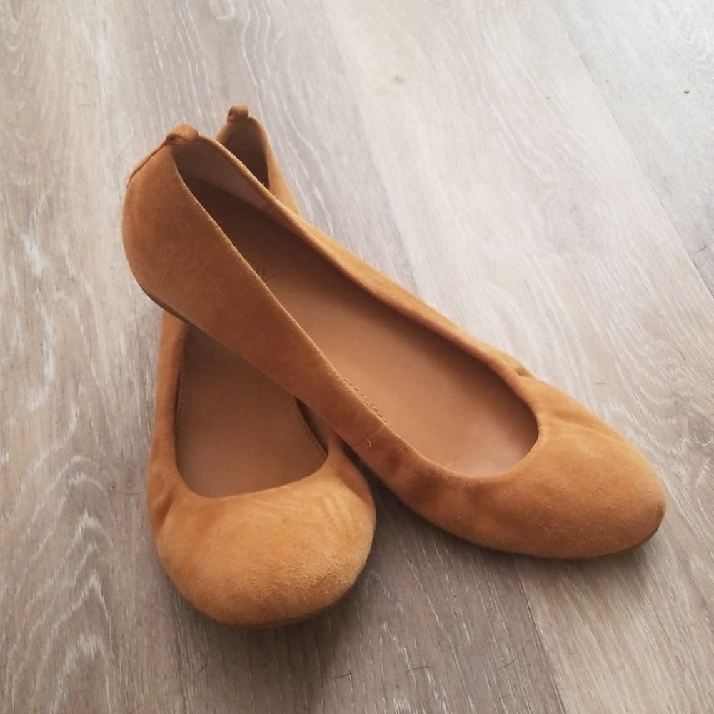 J. Crew Gold Suede Ballet Flats Size 10